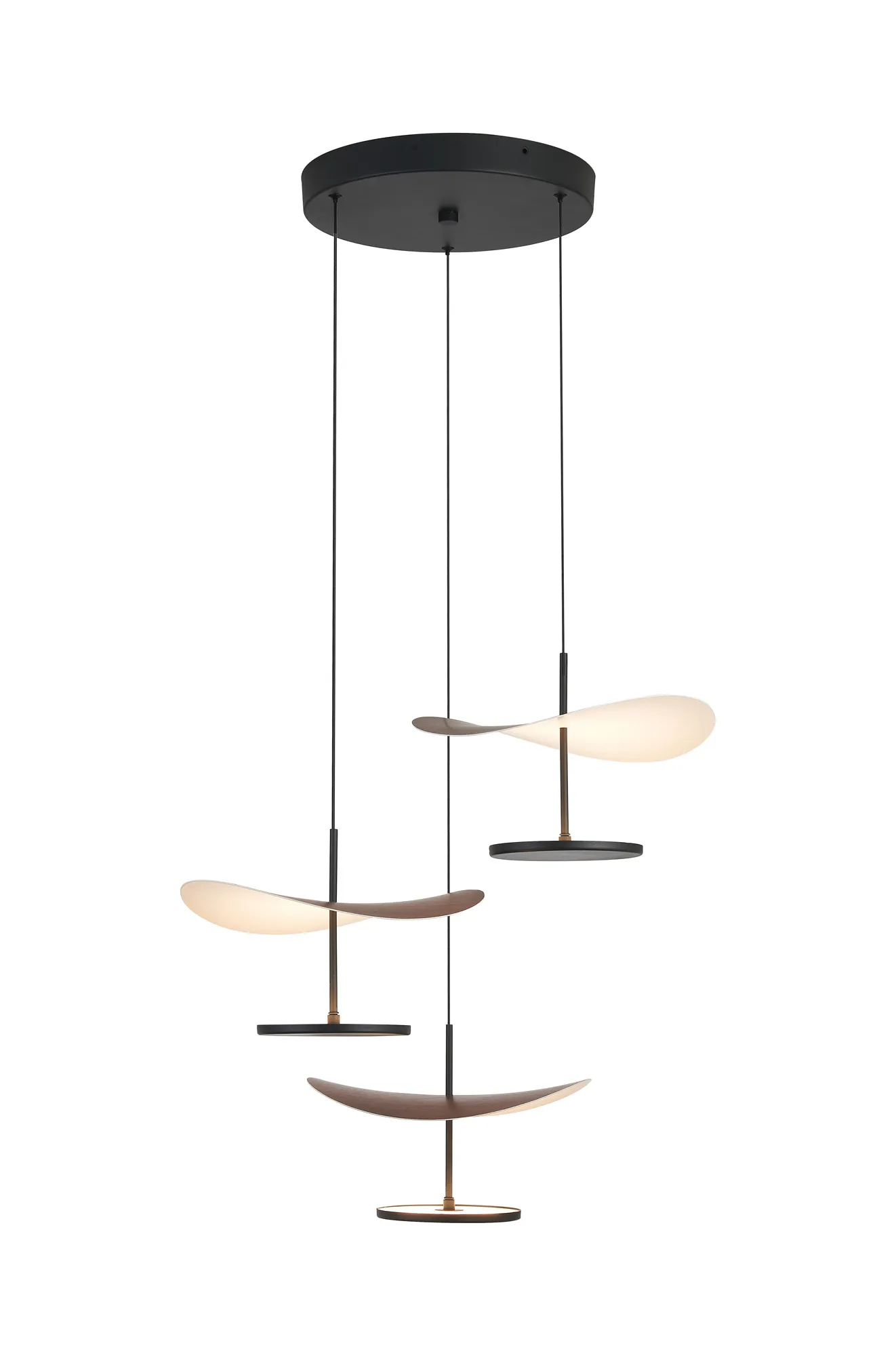M9661  Abisal Triac Dimmable Linear 3 Light Pendant, 32W LED, 3000K, Black/Dark Wood